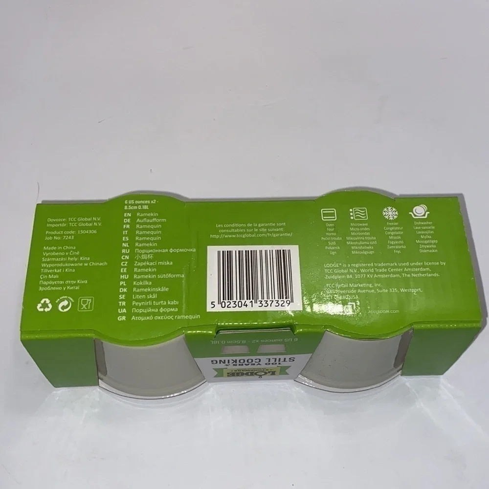 Lodge Stoneware Baking and Serving Ramekin Cups 2 White 6 Oz.